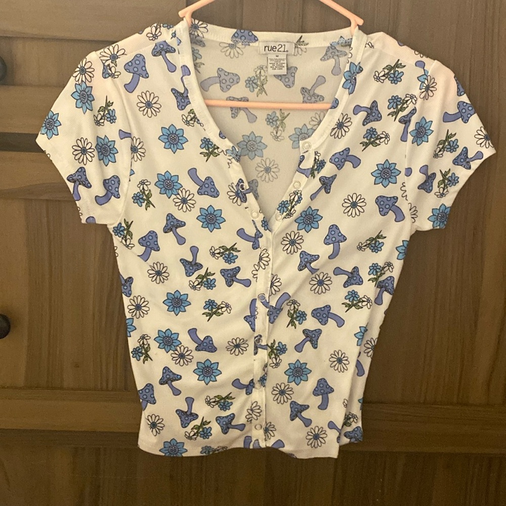 Rue 21 mushroom and flower shirt